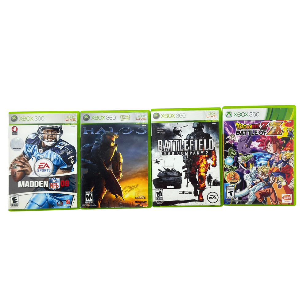 Xbox360 Game Lot DragonBall Battle of Z Battlefield Bad Company2 Halo3 Madden08
